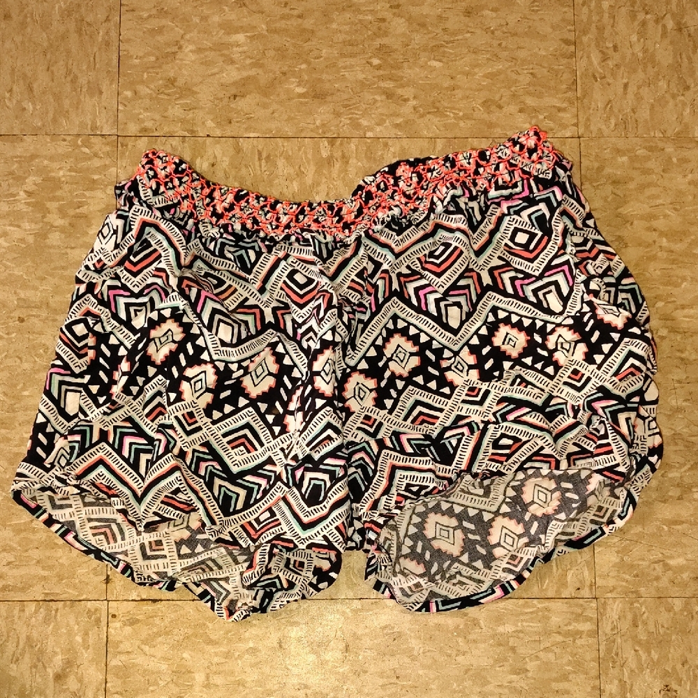 Justice Geometric Patterned Kids Shorts - Black, White, Pink